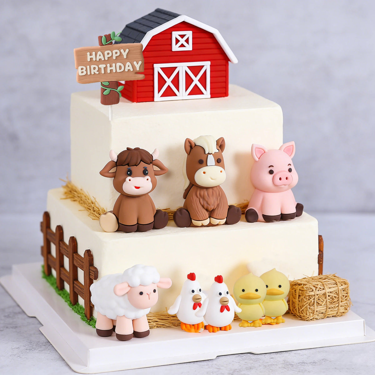 décoration gâteau anniversaire animal vache cheval poulet canard thème ferme enfant festive