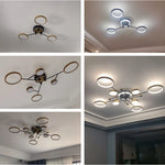 lampe suspendue moderne noir doré acier poli plafonnier led salon chambre coucher