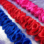 ruban plissé satiné largeur 9cm polyester opaque rouge rose bleu noir jaune bleuclair blanc