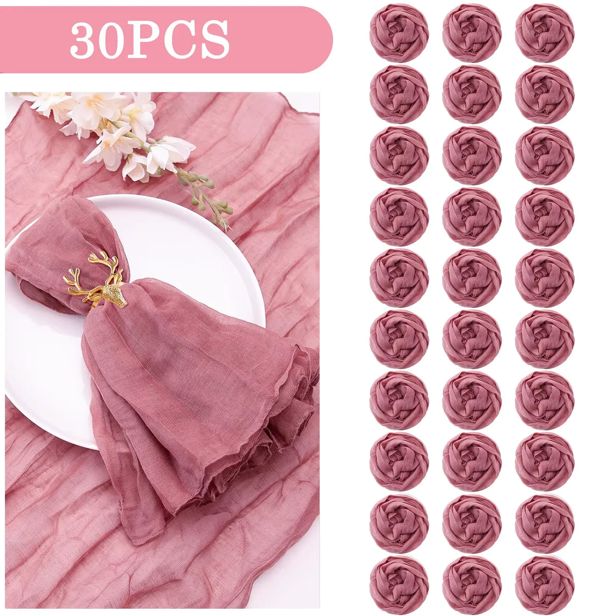 serviettes coton plissées rouge chic table maison restaurant 20x20inch