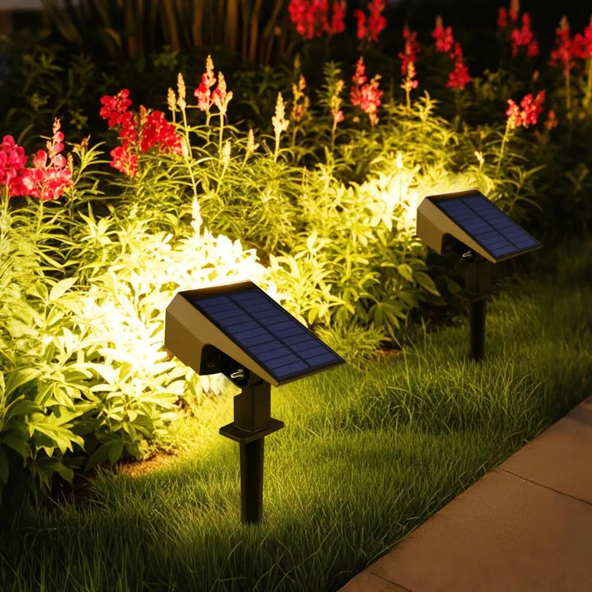 projecteur solaire extérieur led moderne jardin étanche noir minimaliste mode luminość variable tringle contrôle