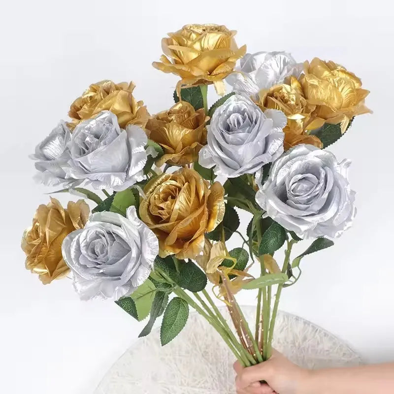 décoration intérieure rose or artificielle feuilles vertes mariage anniversaire moderne