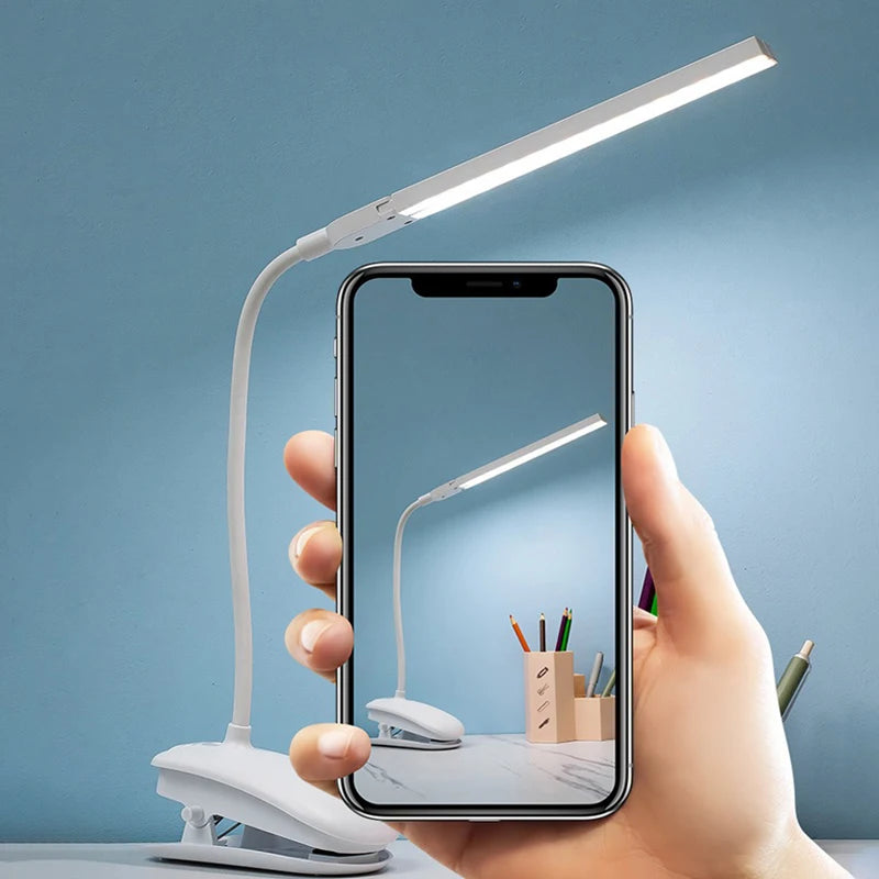 lampe moderne led rechargeable pinces blanc sans ombre tactile variable protection yeux étude chambre