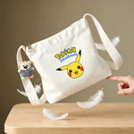 sac bandoulière toile blanc pikachu anime ours peluche grande capacité sac main