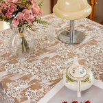 nappe table dentelle fleur vintage blanche beige romantique noël extérieur mariage festivité