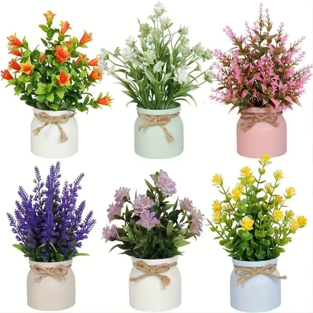 plantes artificielles modernes feuilles fleurs multicolores pot décoration intérieure extérieure