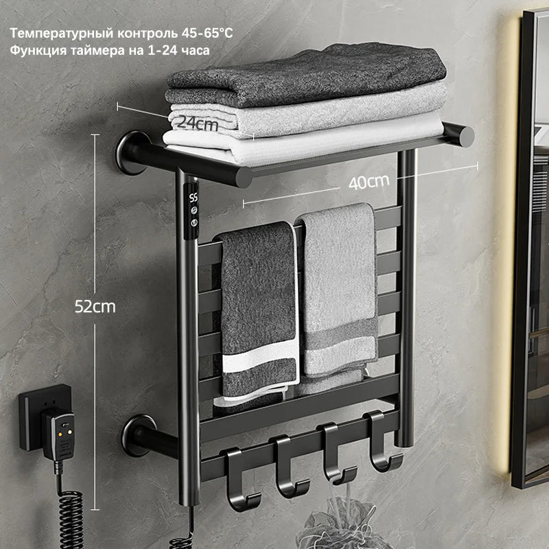 porte serviettes électrique chauffant affichage numérique moderne noir blanc grisécran tactile