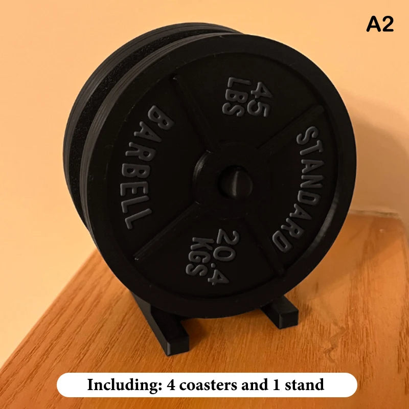 dessous verre haltères noir poids standard barbell gym décoration soda sportif