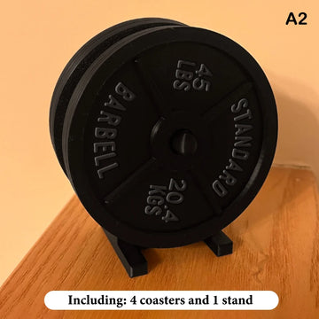 dessous verre haltères noir poids standard barbell gym décoration soda sportif
