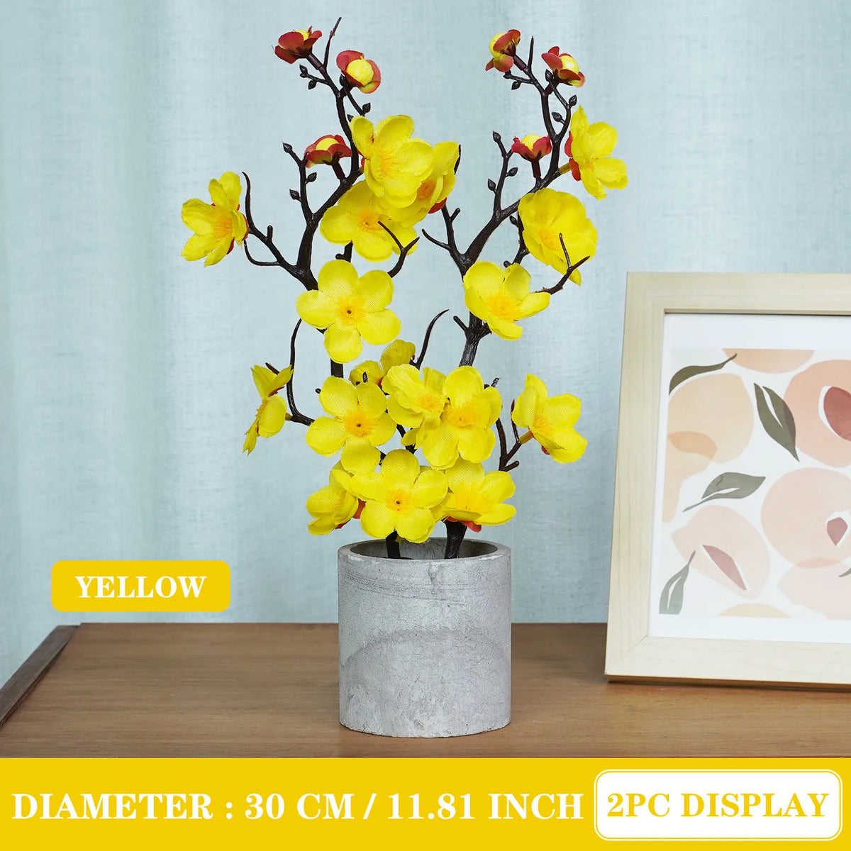 décoration intérieure branche artificielle fleurs simples couleur rouge blanc rose jaune naturel minimaliste