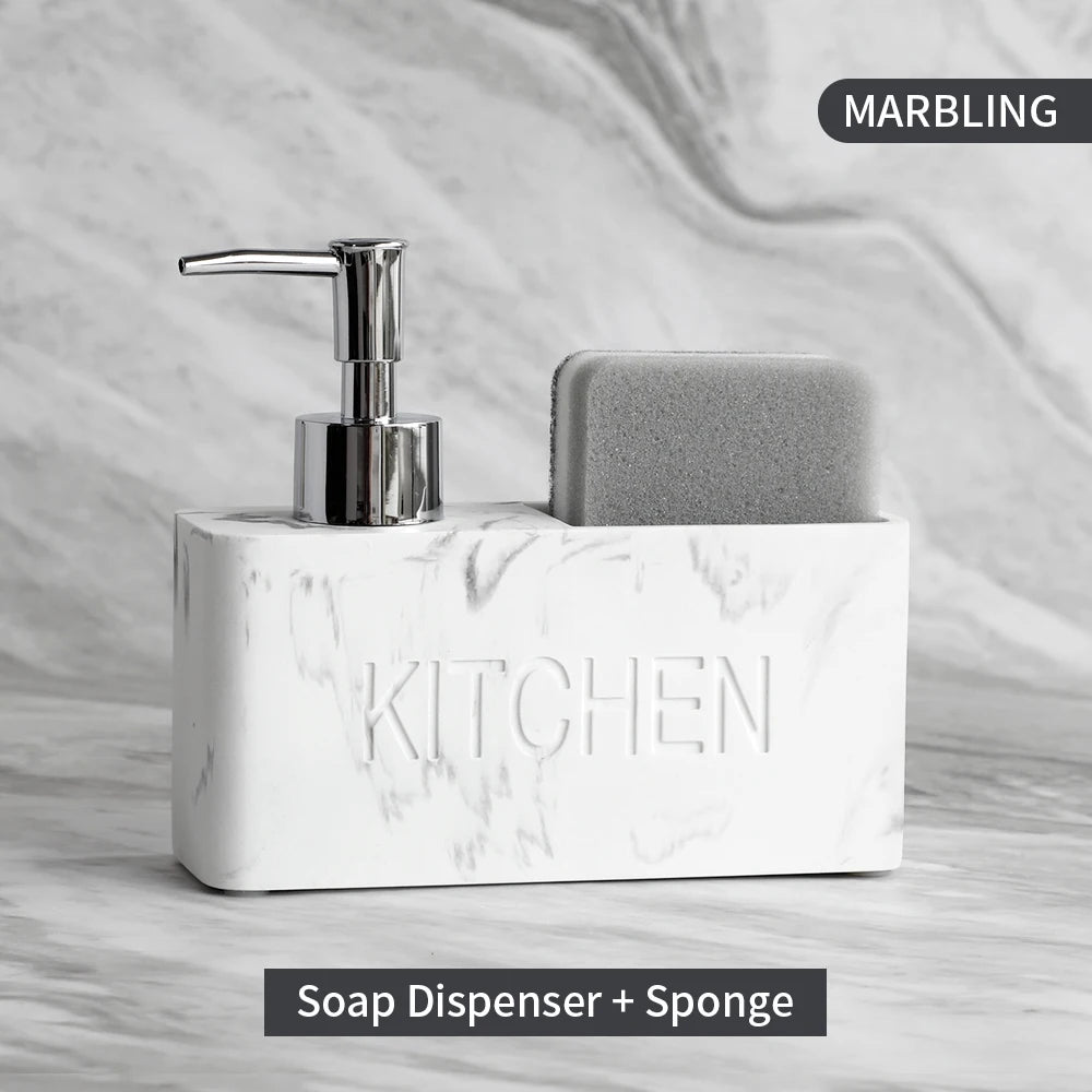 distributeur savon liquide gant cuisine marbré granité moderne noir blanc