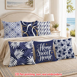 housse coussin bleu marine motif géométrique feuilles palmier sweet moderne minimaliste polyester
