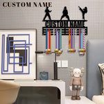 Support mural médailles silhouettes combattants texte personnalisable vis fixations modernes or argent bronze