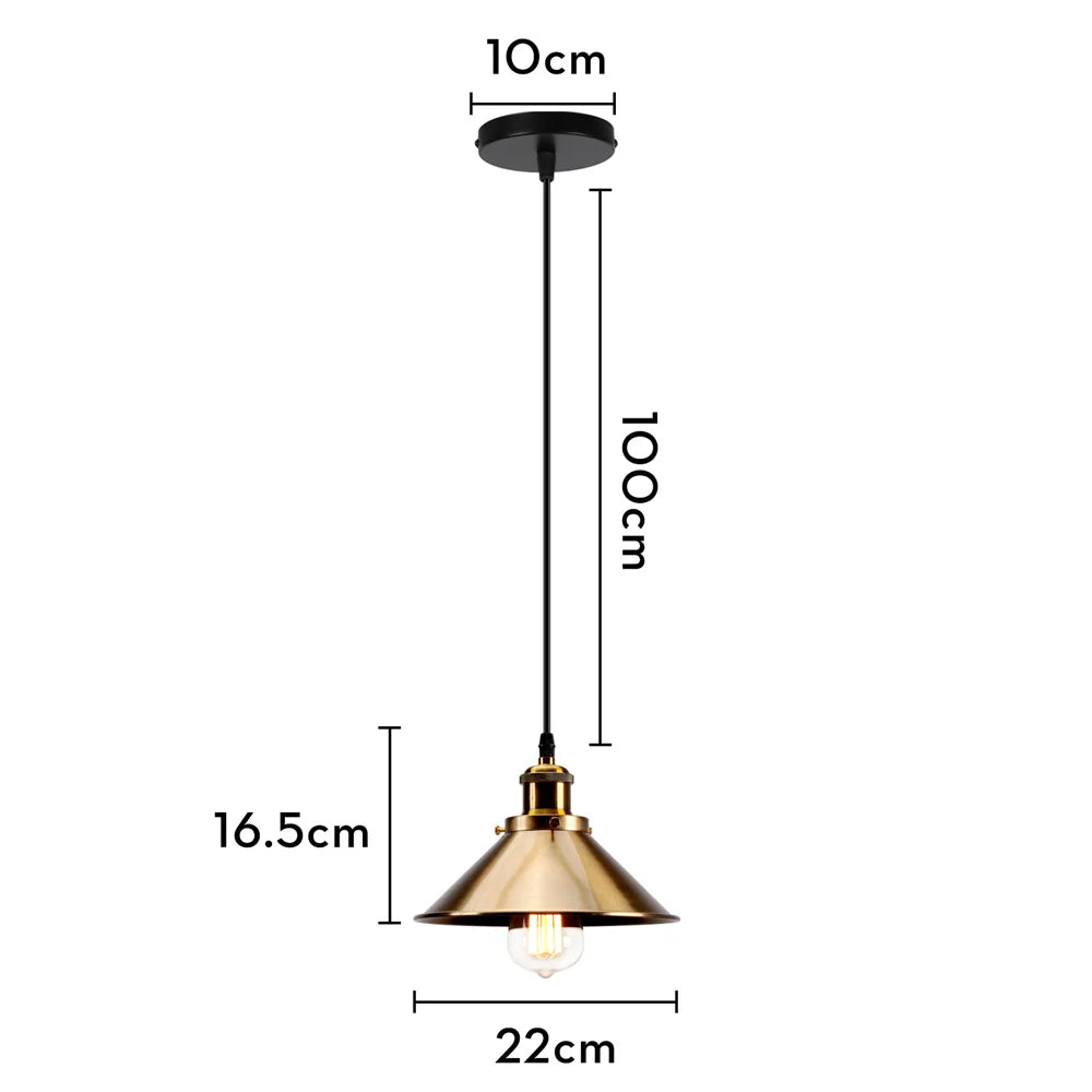 lampe suspendue industrielle or bronze abatjour noir éclairage salon chambre moderne vintage