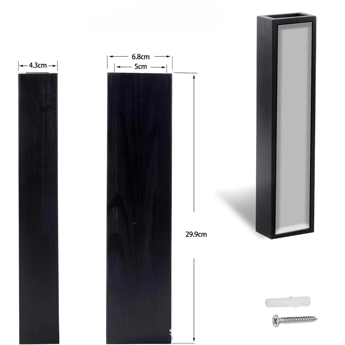 vases muraux rectangulaires bois noirs modernes plantes fleurs séchées décoration intérieure fixations murales
