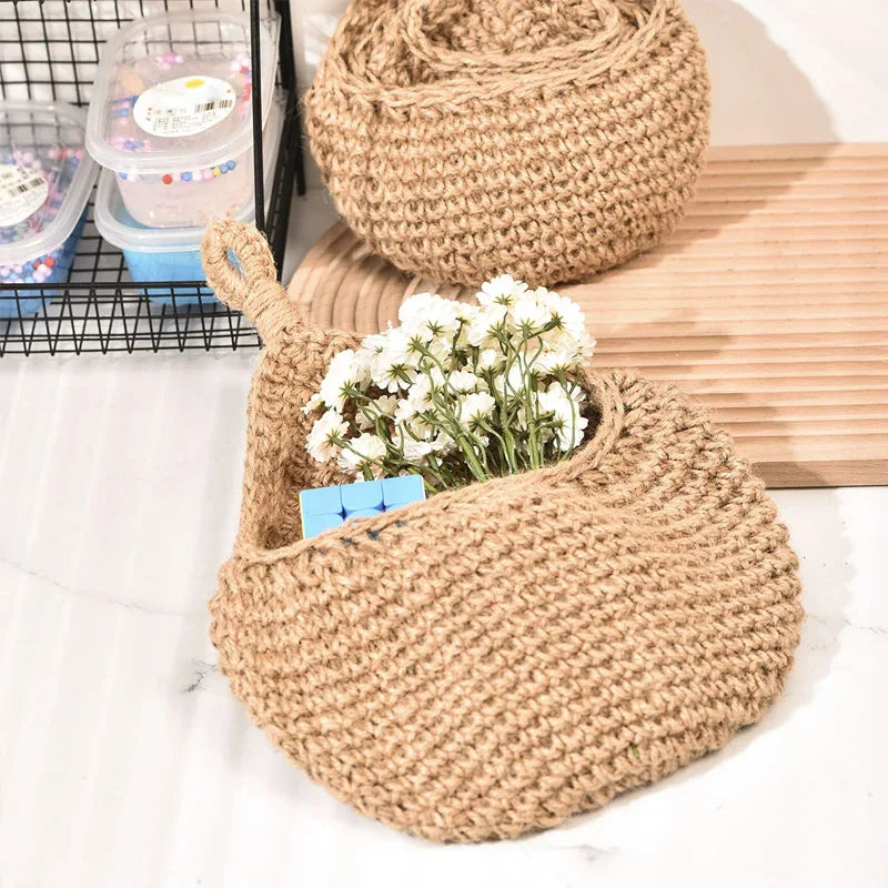 paniers rangement crochet rustique beige respectueux environnement boho chic decoration cuisine