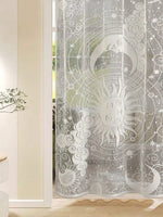 rideau porte blanc transparent motifs floraux bohème astrologique tissu ajouré 100x140cm 100x200cm