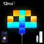 lampe led modulable multicolore pixel art télécommande adhésif contemporain minimaliste fixations inclusées
