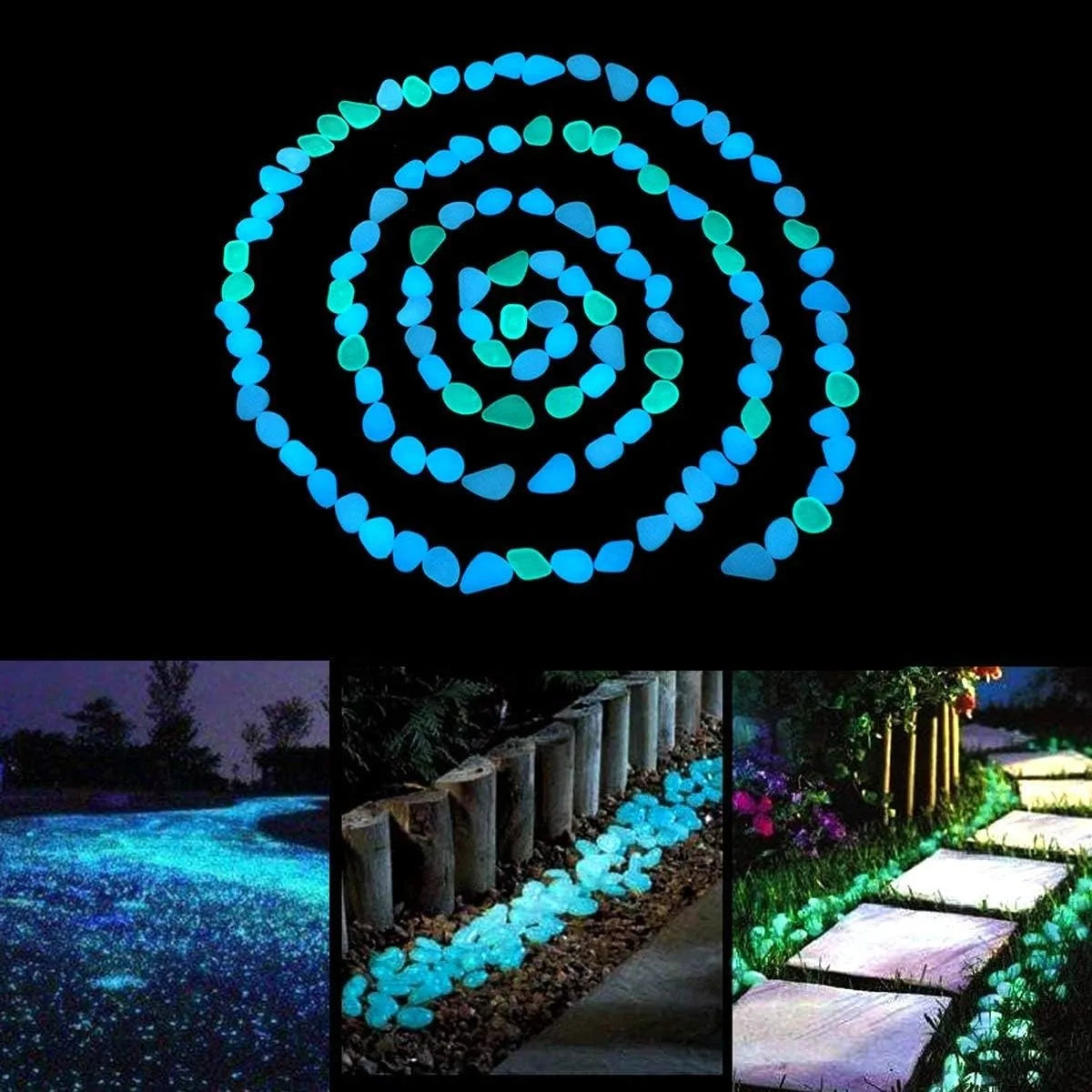 décoration extérieure galets lumineux bleu vert modernes semi translucides 300pcs
