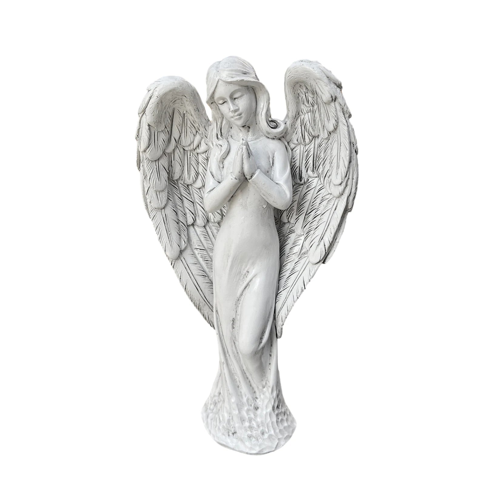 Statue d'ange décorative sur une terrasse extérieure