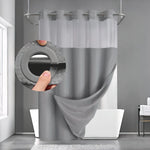 rideau douche moderne noir gris clair texture relief aimants lestés liner intégré tissu opaque