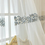 rideau blanc broderie florale transparent classique maison anneaux inclusion