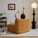 chaise salon moderne bois velours côtelé orange confortable maisonDecorationMinimaliste