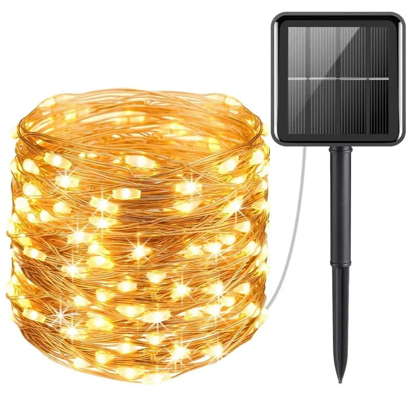 guirlande lumineuse solaire 20m 200led blanc chaud moderne extérieure étanche noël jardin
