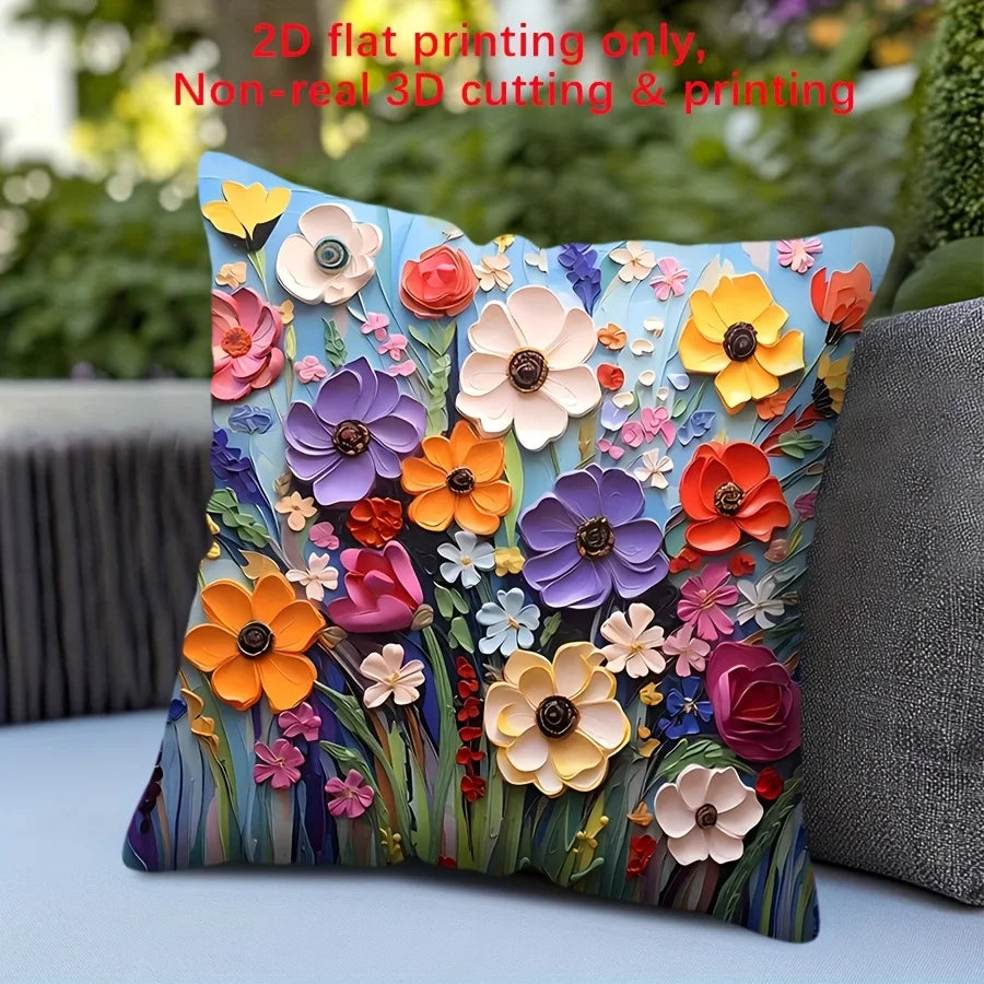taies d'oreiller décoratives imprimées floral motifs fleurs oiseaux polyester vert clair blanc zip 45x45cm