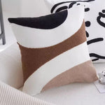 taies d'oreiller patchwork contemporain coussin carré blanc noir marron géométrique arrondi non toxique respectueux