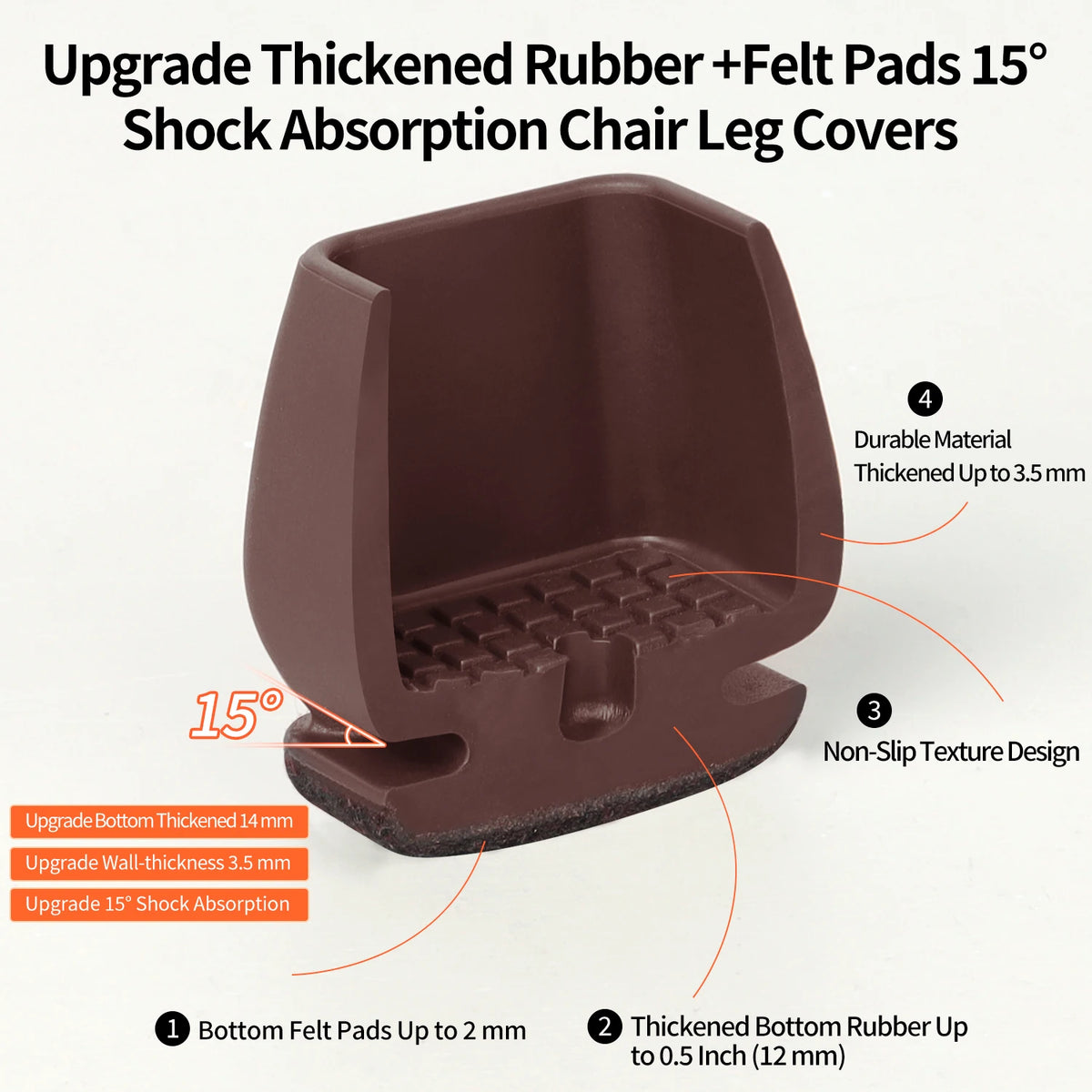 protège pieds chaise silicone marron foncé adhésif meuble sol protection tapis tapis