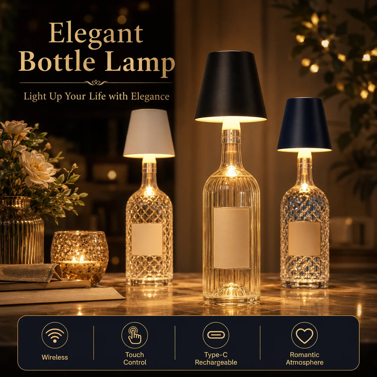 lampe led rechargeable rgb portable veilleuse moderne élégante noir transparent tactile