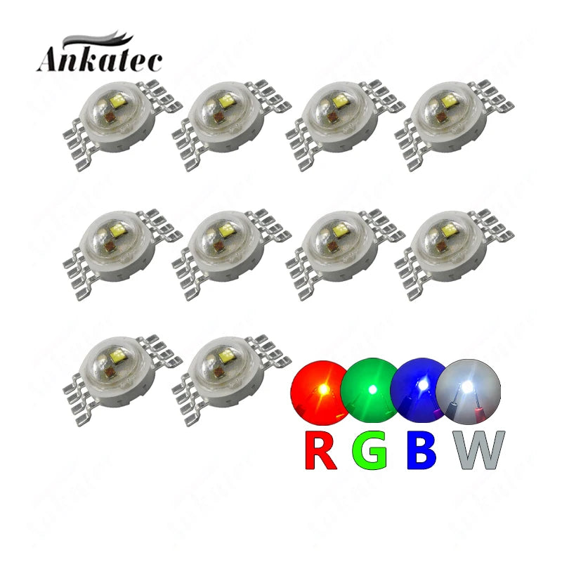 Diodes LED RGB RGBW 1W 3W haute luminosité clips métalliques change couleur projecteur scène