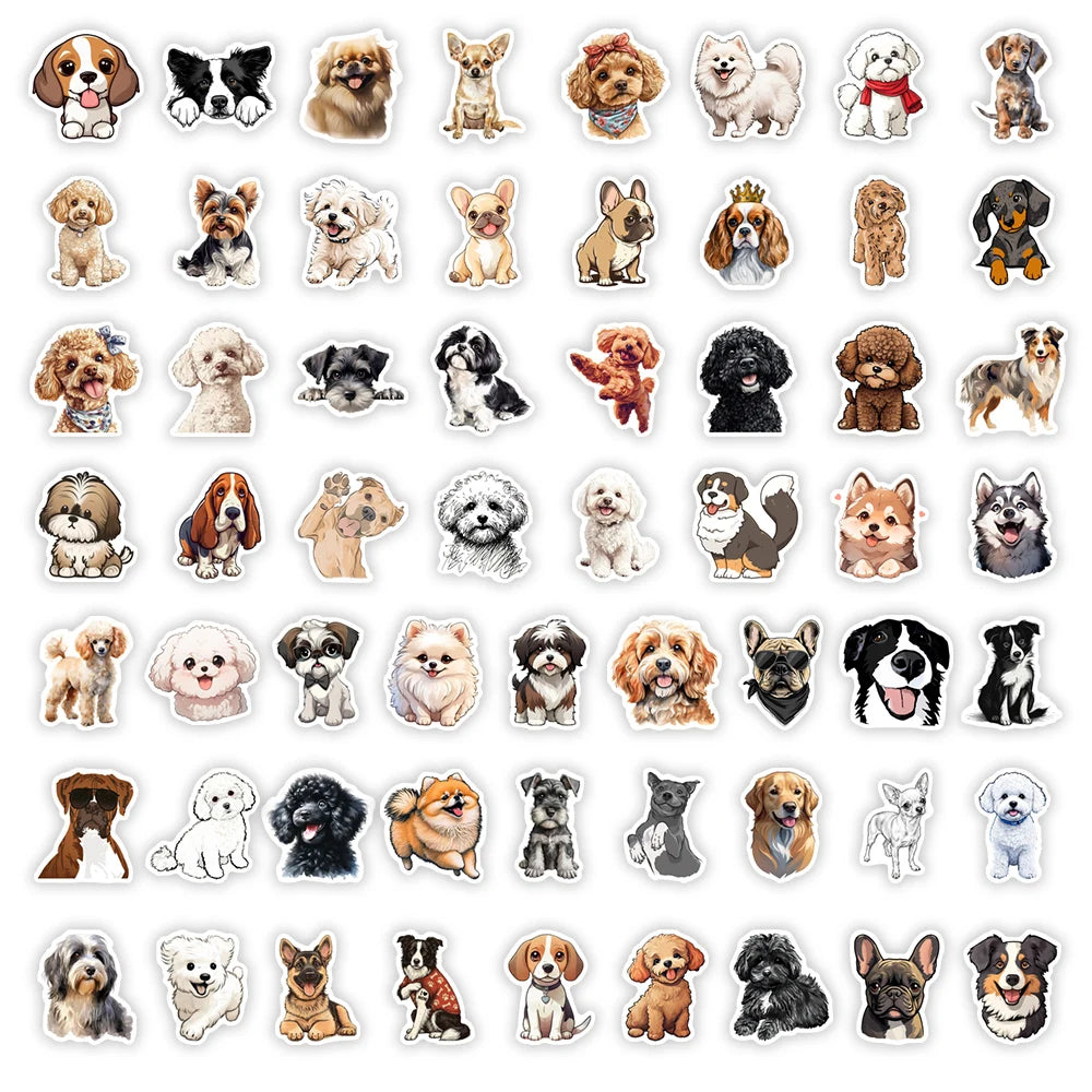 stickers chiens dessin animé multi couleur adhésifs imperméables modernes scrapbook journal portable téléphone