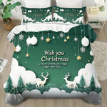 ensemble literie noël rennes flocons doré vert blanc impression 3d polyester brossé doux ornement