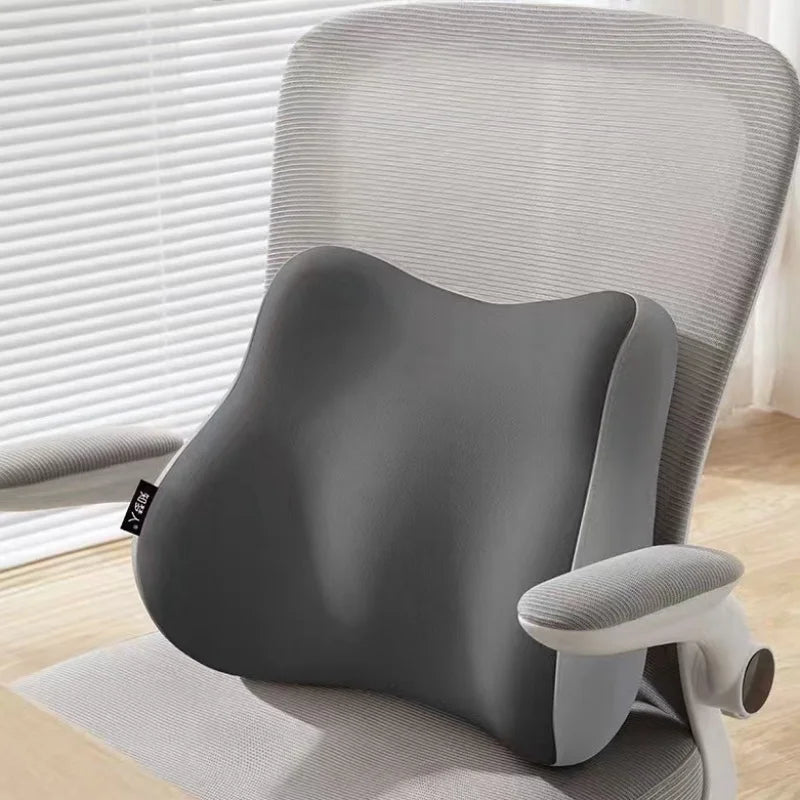coussin soutien lombaire mousse mémoire forme tissu gris clips contemporain massage oblong ergonomique