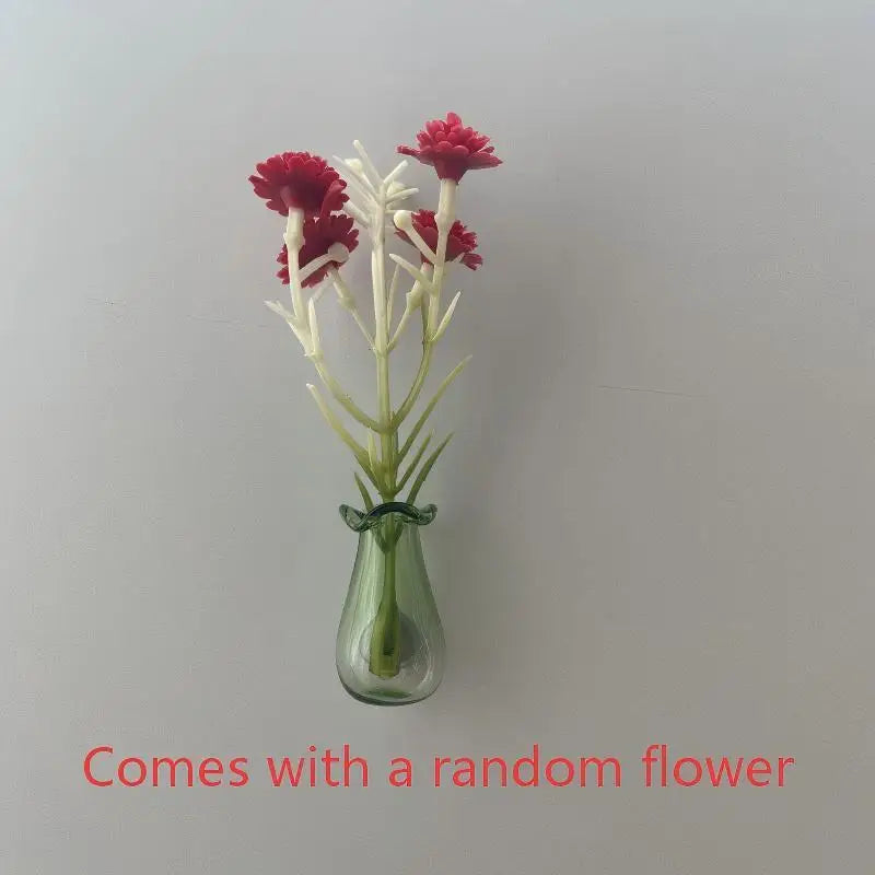 vases magnétiques transparents fleurs artificielles couleurs variées moderne minimaliste réfrigérateur maison