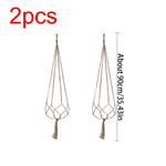 supports plante suspendue macramé boho tissé beige blanc pot fleurs chaines jardins