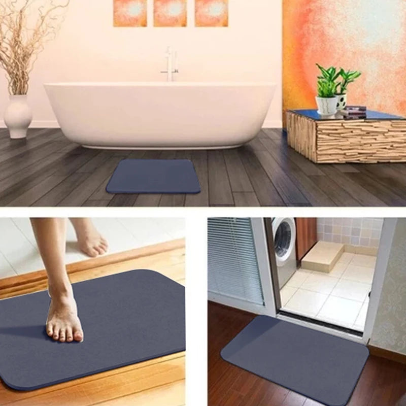 tapis sol gris moderne imprimé pieds antidérapant absorbant séchage rapide PVC