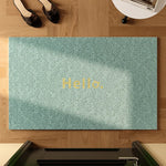 tapis moderne antidérapant extérieur tapis texturé hello imprimé beige vert clair salon entrée durable