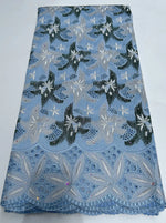tissu coton dentelle voile party robe ethnique brodé strass fleurs gris rouge bleu blanc