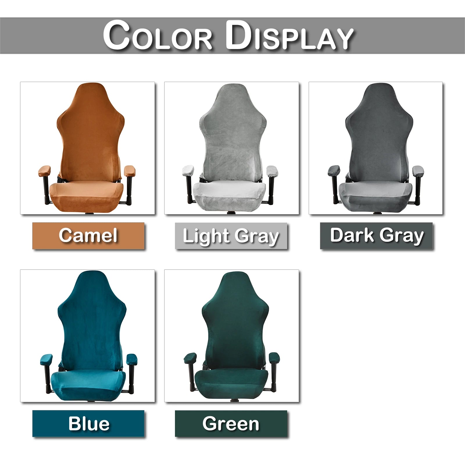 Housse de chaise de bureau en velours extensible 4 pièces couleur bordeaux