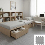 tapis sol mousse eva interlocking bois marron clair beige moderne fitness yoga