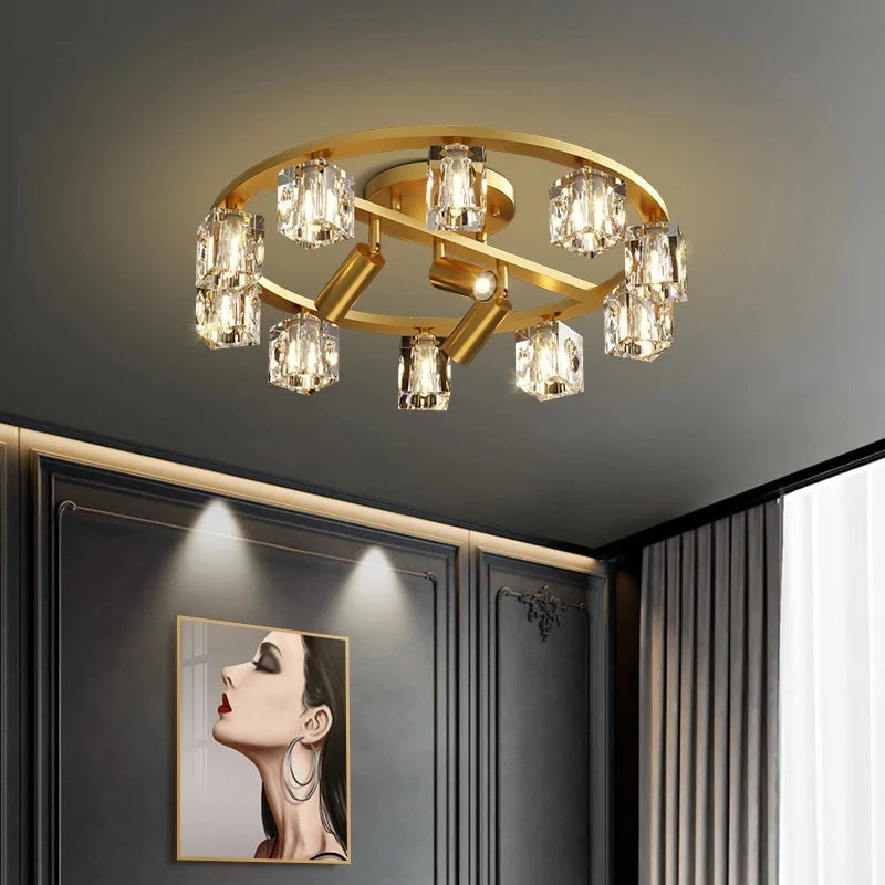 lampe moderne élégante cristal noir doré ampoules led chambre salon étude entrée