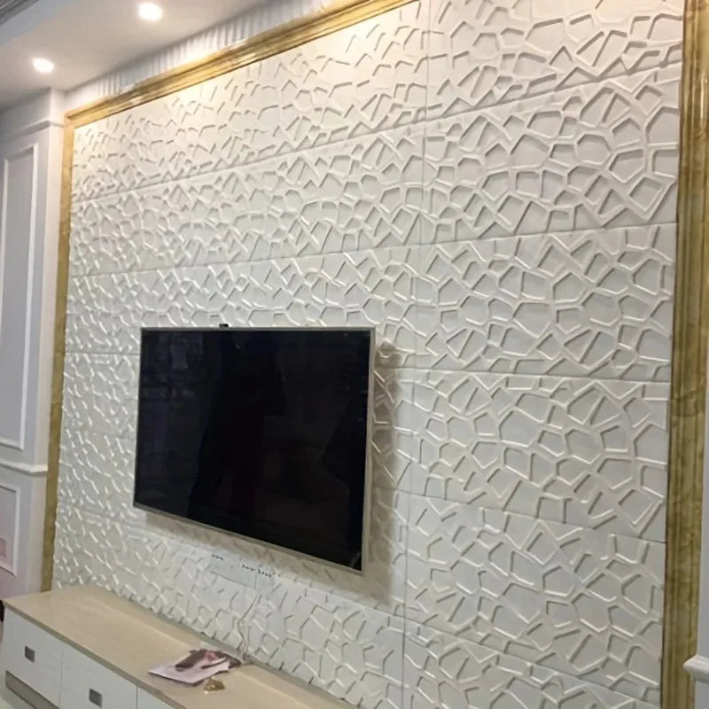 panneau decoratif mural blanc geometrique moderne resistant humidite autocollant chambre salon enfants