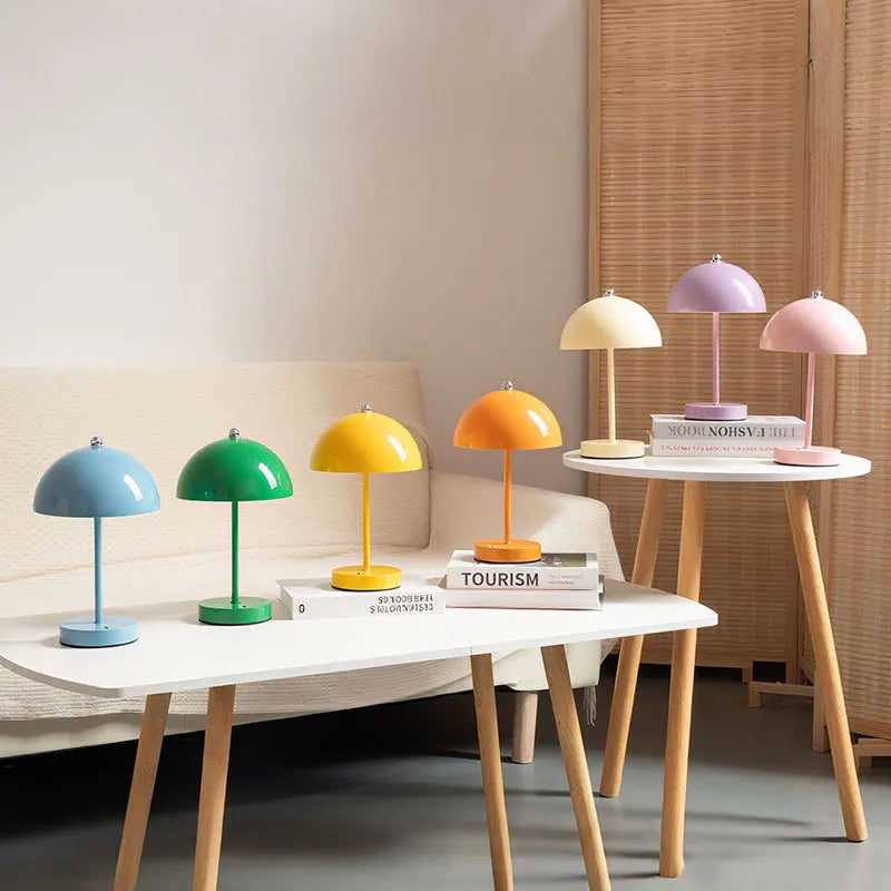 lampe table moderne rechargeable led bleu vert rose interrupteur tactile abat jour métallique chambre