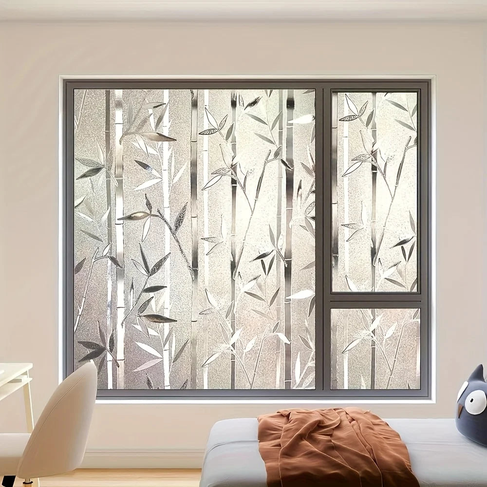 film fenêtre décoratif transparent bambou moderne adhésif protection uv isolation thermique 30x100cm 45x200cm 55x500cm
