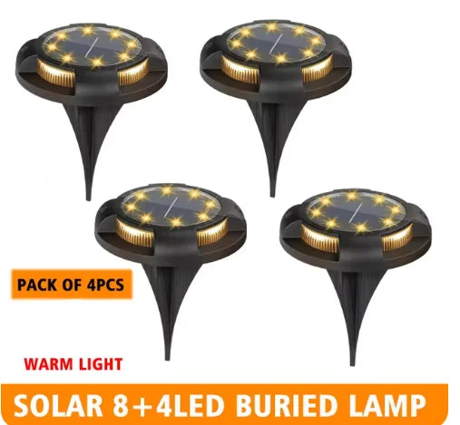 lampe solaire led extérieure moderne noire cercle diodes 12 led ip65 rechargeable solaire