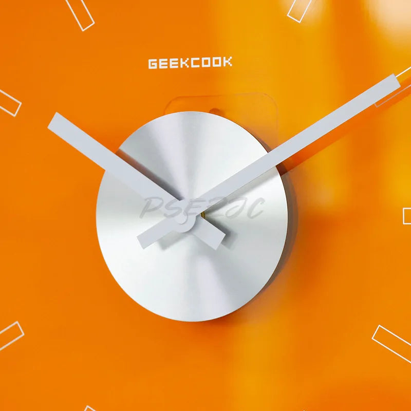 horloge murale moderne acrylique bleu orange rouge rectangles blancs minimaliste