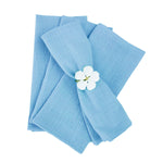 serviettes table 100% coton vert foncé bleu clair vert pastel blanc texture lin classique
